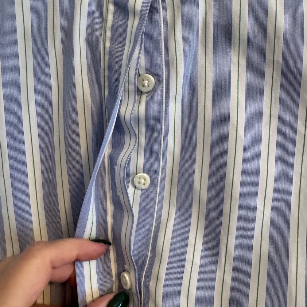 ANN MASHBURN Blue and White Striped Casual Shirt - Picture 3 of 6